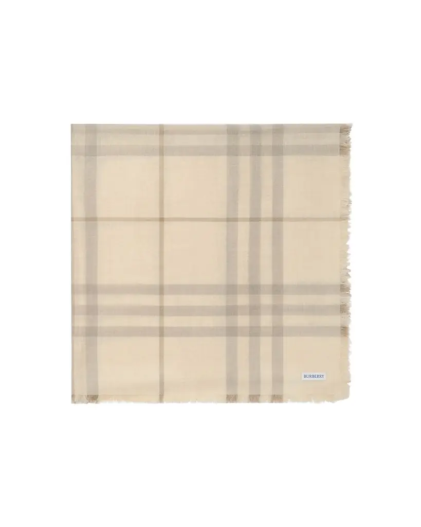 Burberry Wide Reversible Check Wool Silk Scarf