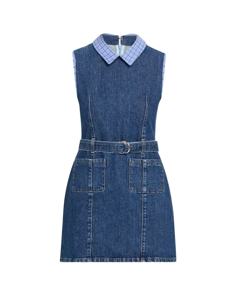 Cinq a Sept Kyra Sleeveless Belted Denim Mini Dress