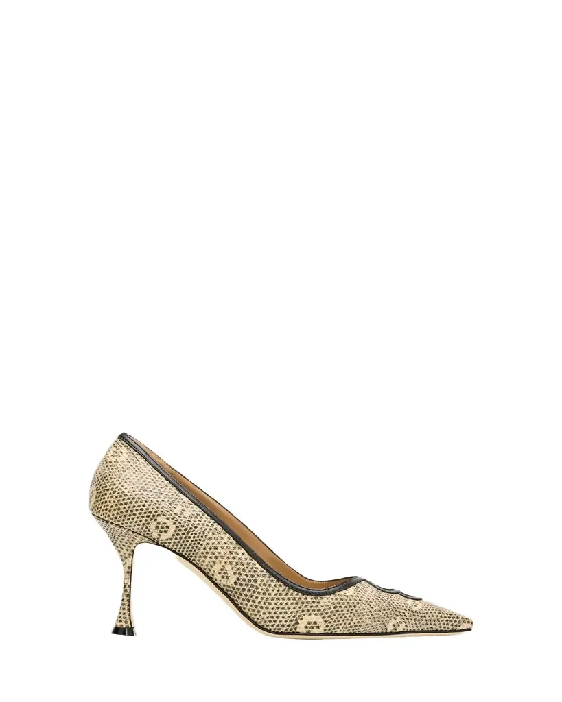 Manolo Blahnik 90mm Berry Snake-Embossed Leather Pumps