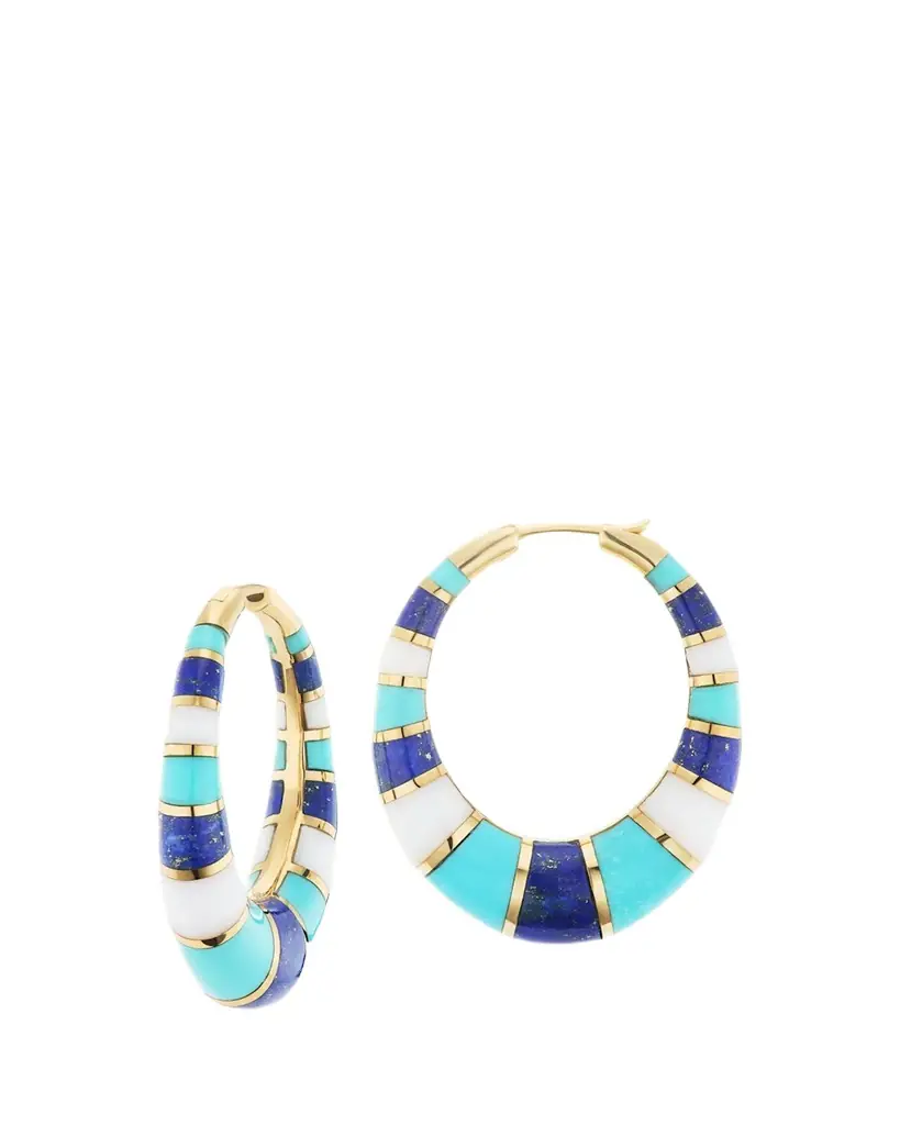 Orly Marcel Chunky Inlay Hoop Earrings with Turquoise
