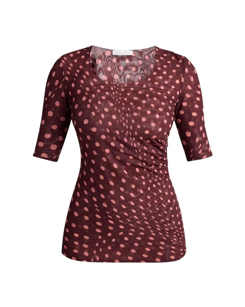 Stella McCartney Polka Dot Mesh Elbow-Sleeve Top