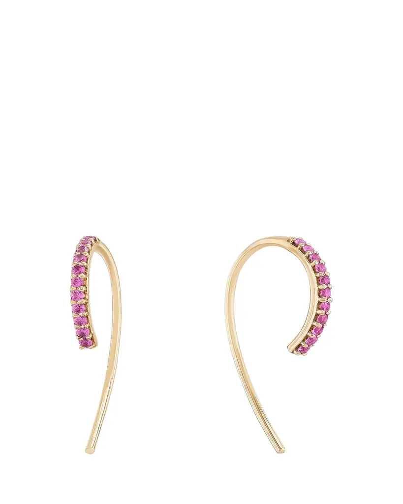 Lana Mini Pink Sapphire Hooked on Hoop Earrings, 15mm