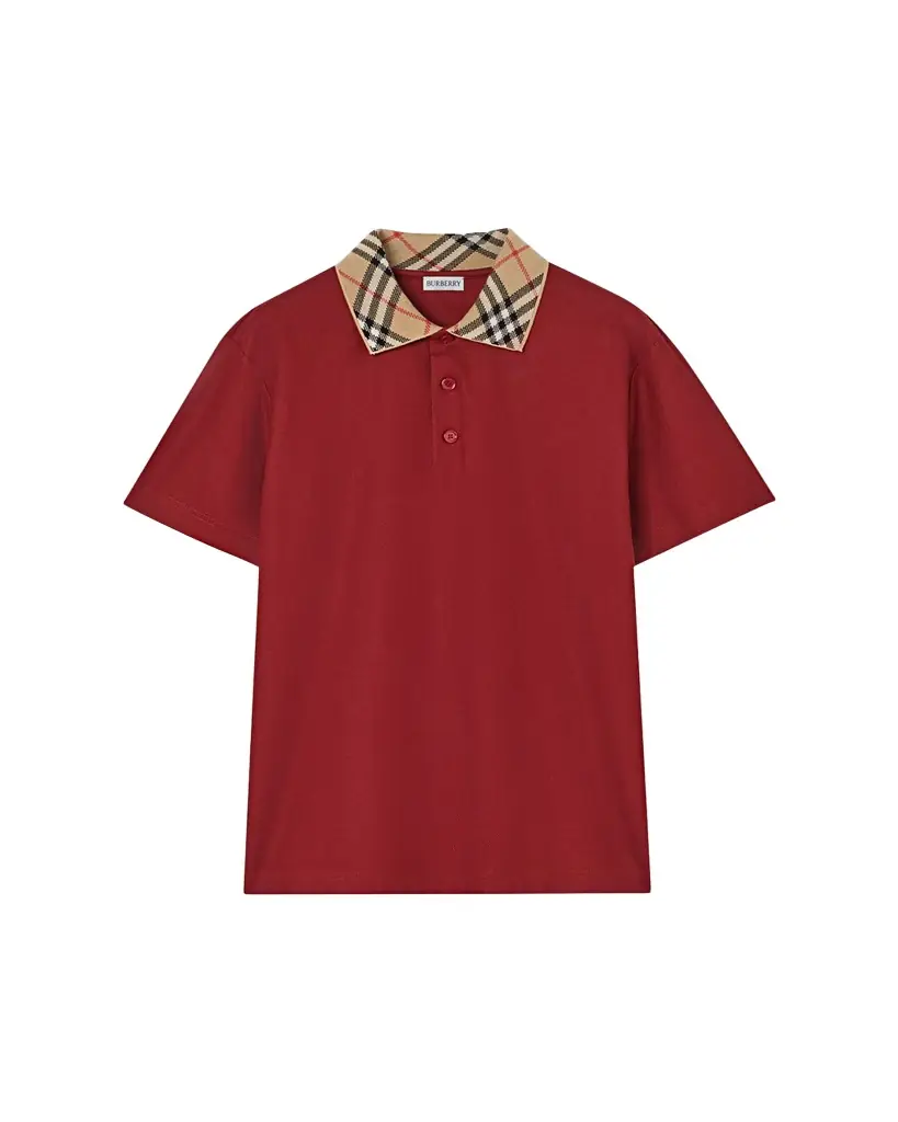 Burberry Men's Evan Check-Collar Cotton Polo Shirt