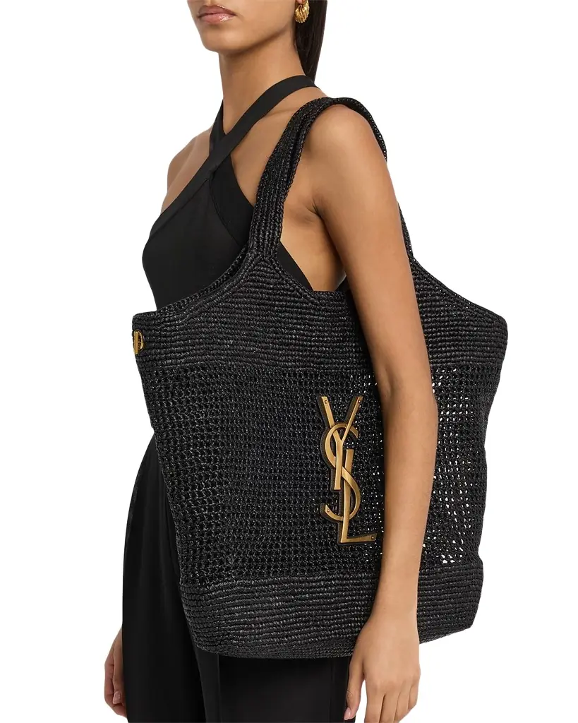 Saint Laurent Icare Medium Crochet Raffia Tote Bag