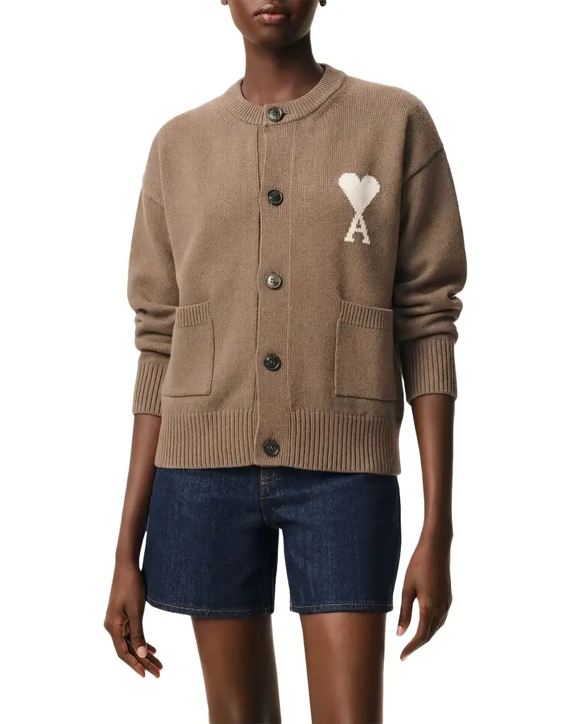 Ami Paris Ami De Coeur Crewneck Cardigan