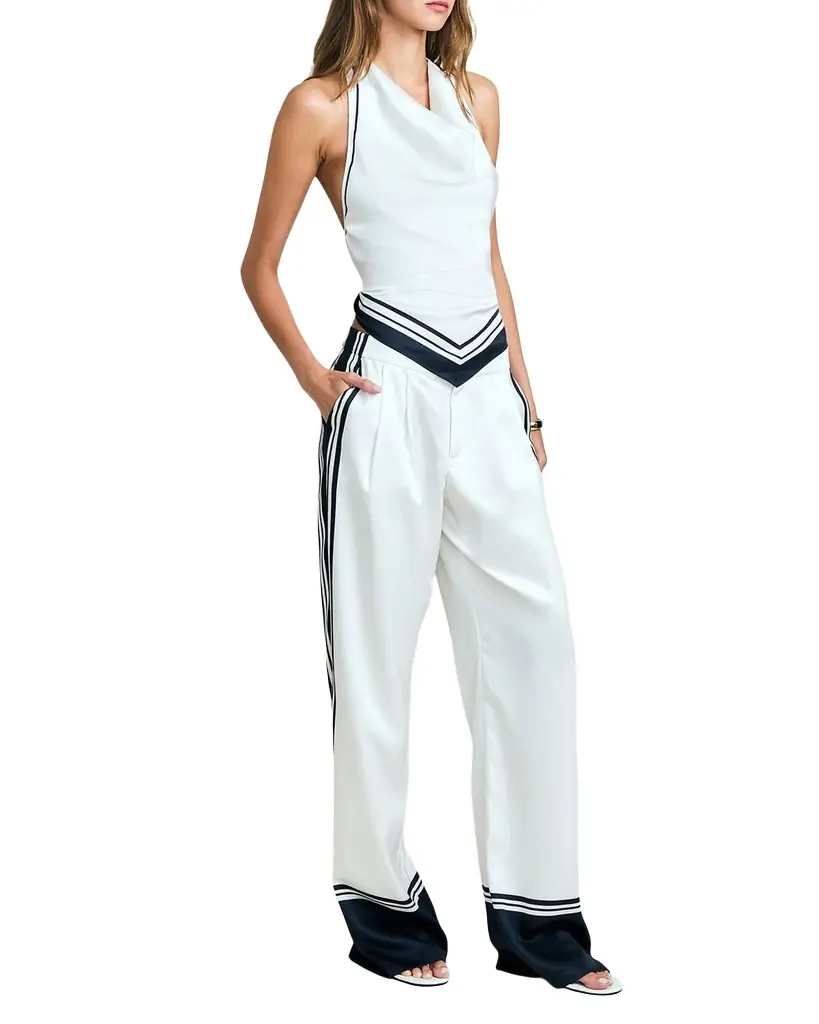 SEROYA Marlowe Striped Satin Pants
