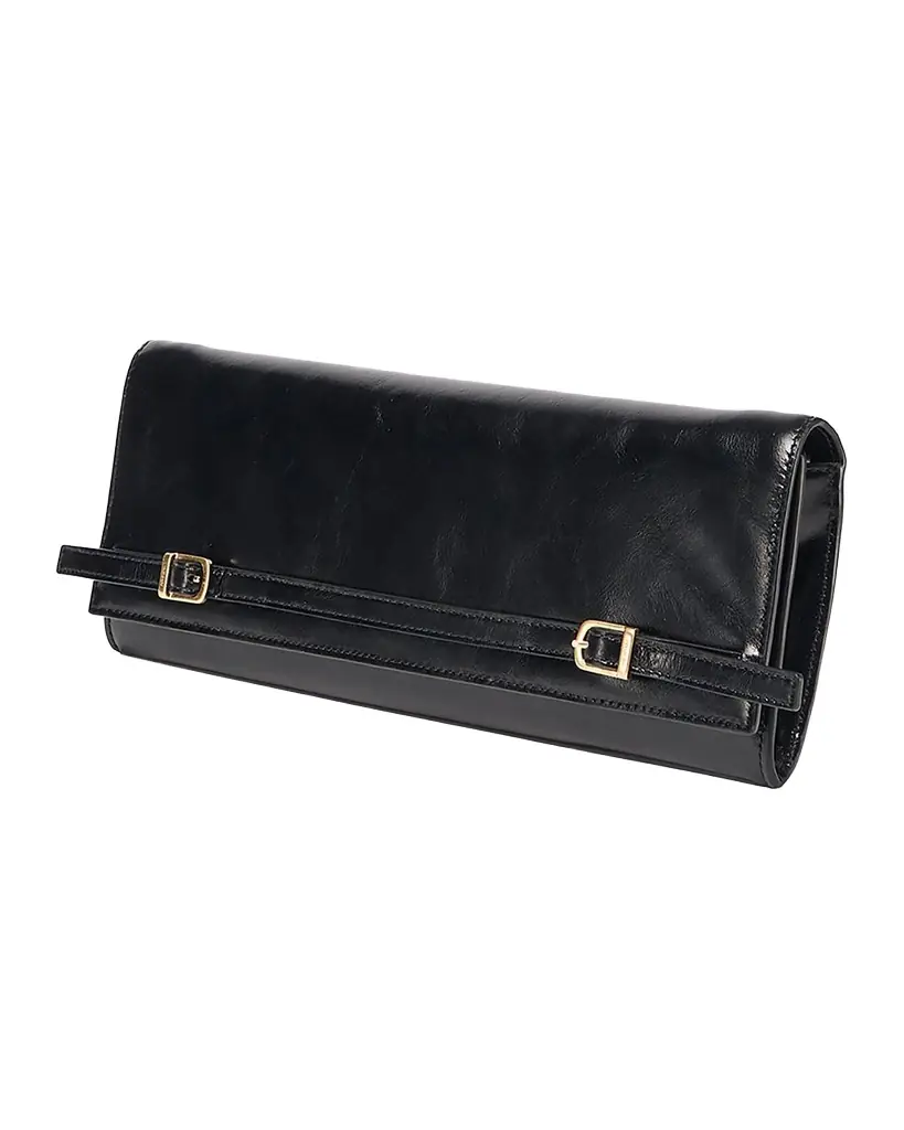 SIMKHAI River Leather East-West Moto Clutch Bag