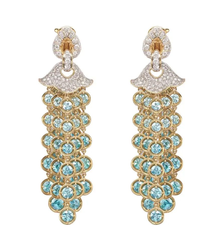 Marina B Pampilles 18kt gold drop earrings with diamonds and zircons - Women's Jewelry And Watches