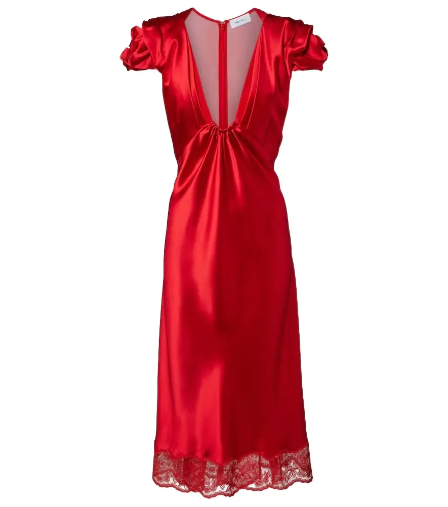 McQueen Lace-trimmed satin midi dress - Women's Clothing