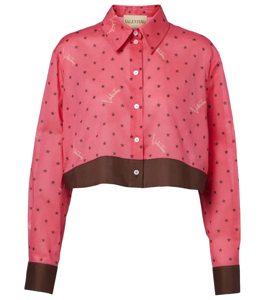 Valentino Cropped printed cotton shirt