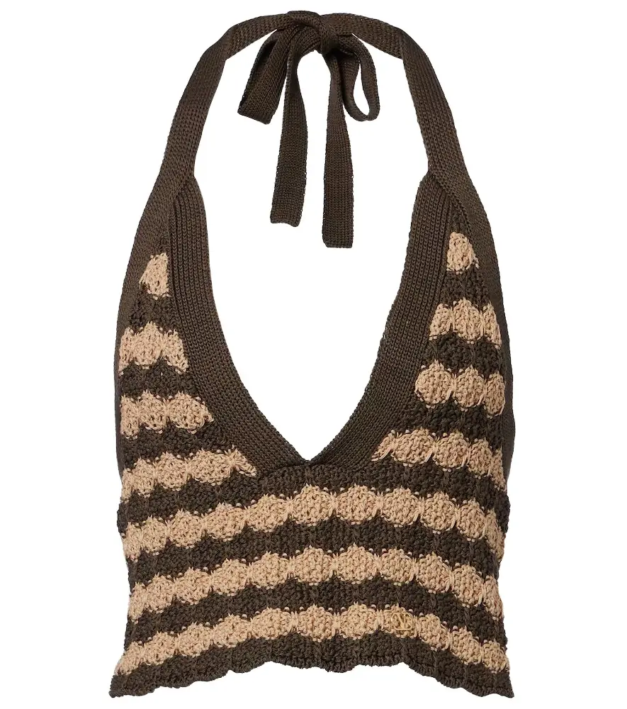 Valentino Striped knitted cotton crop top