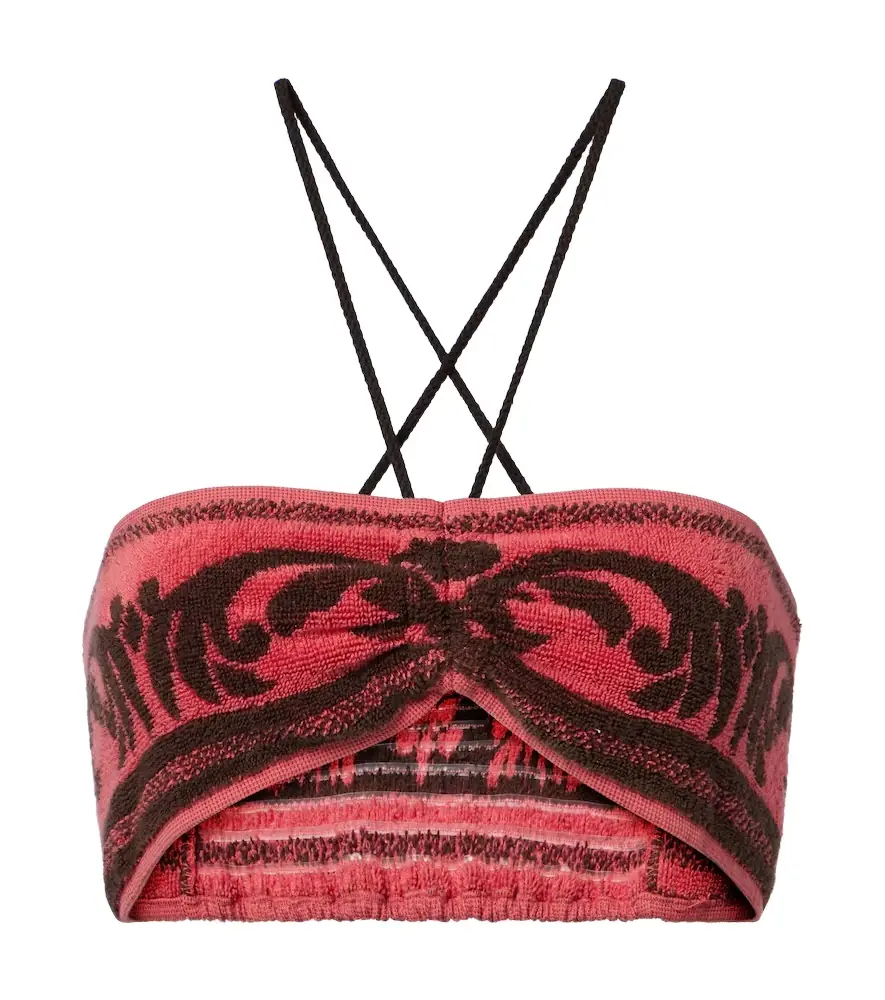 Valentino Cotton terry jacquard bra top