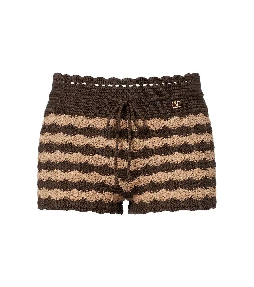 Valentino Striped knitted cotton shorts