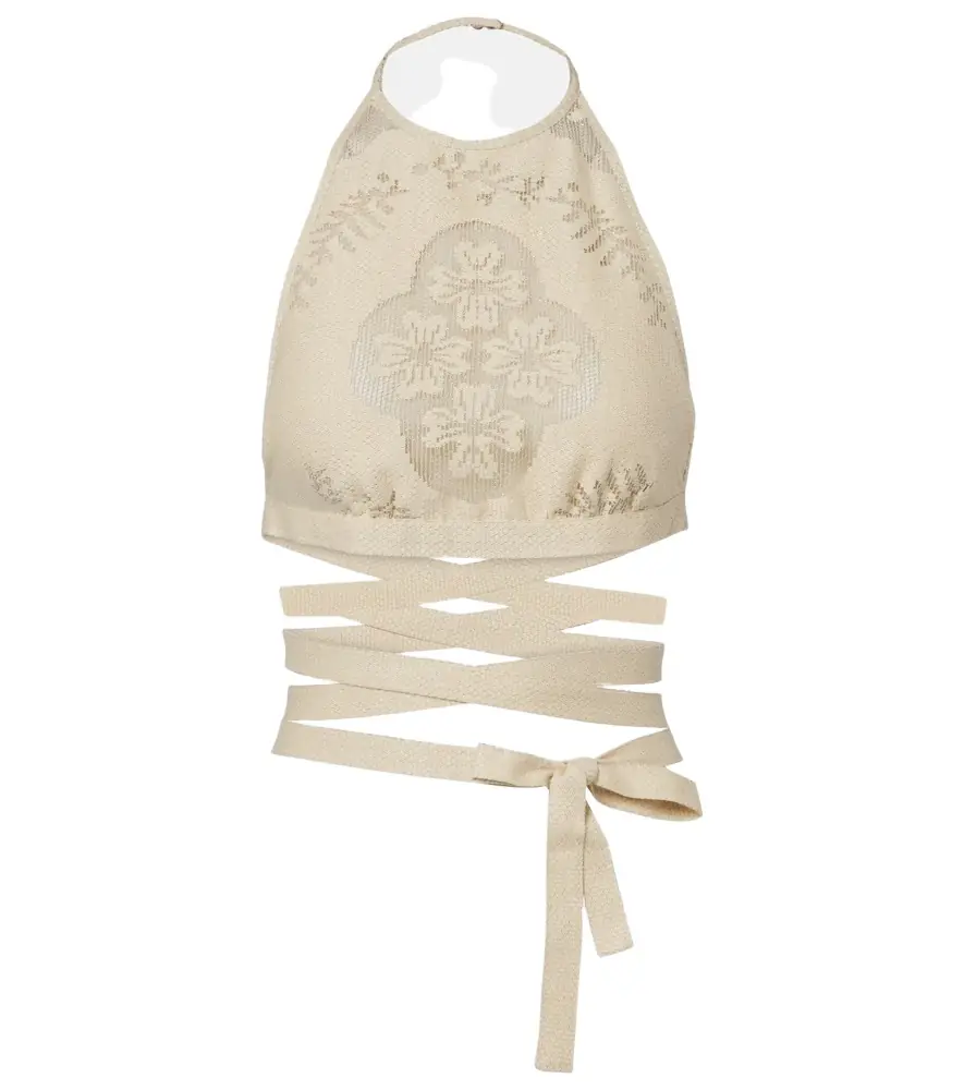 Valentino Open-back cotton-blend crop top