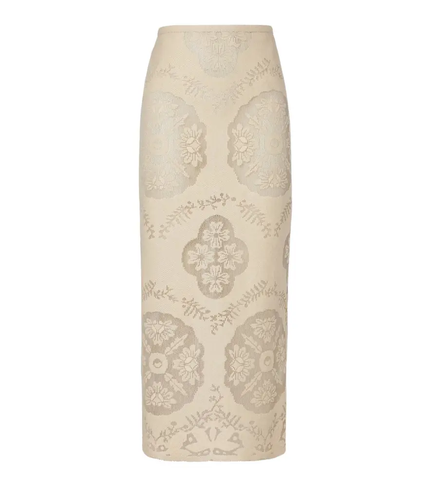 Valentino Floral cotton-blend midi skirt