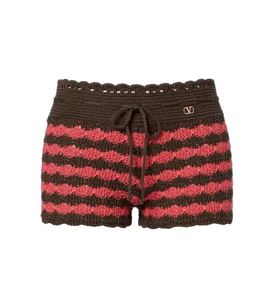 Valentino Striped knitted cotton shorts