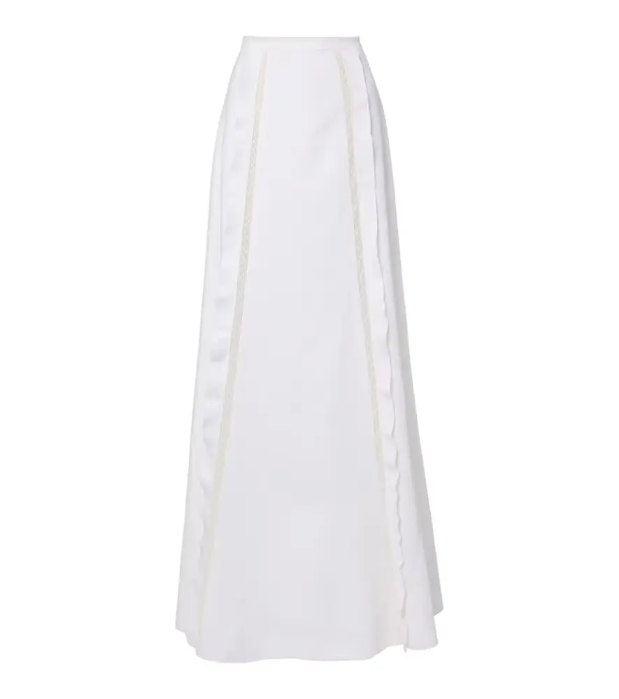 Valentino Lace-trimmed linen maxi skirt