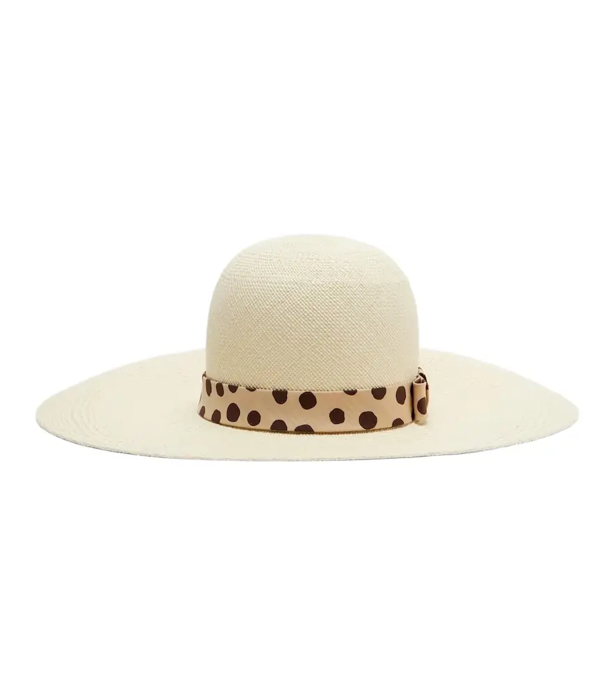 Valentino Polka-dot straw boater hat