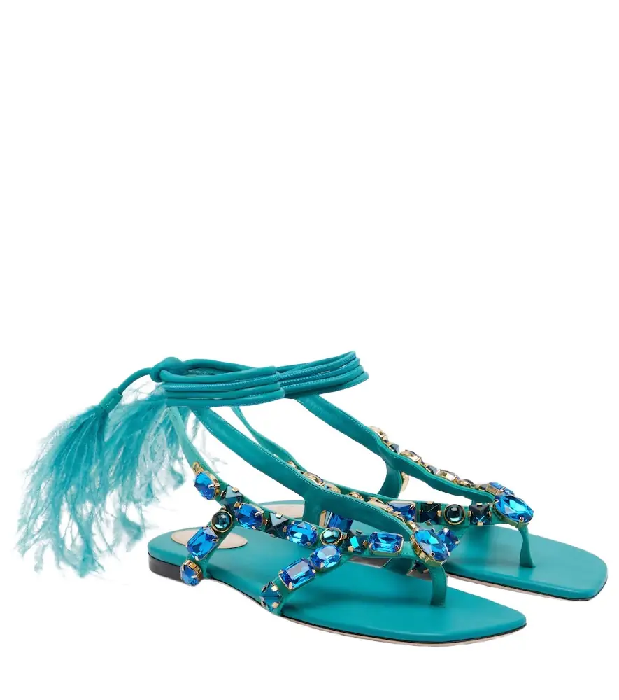 Valentino Garavani Resort embellished suede thong sandals