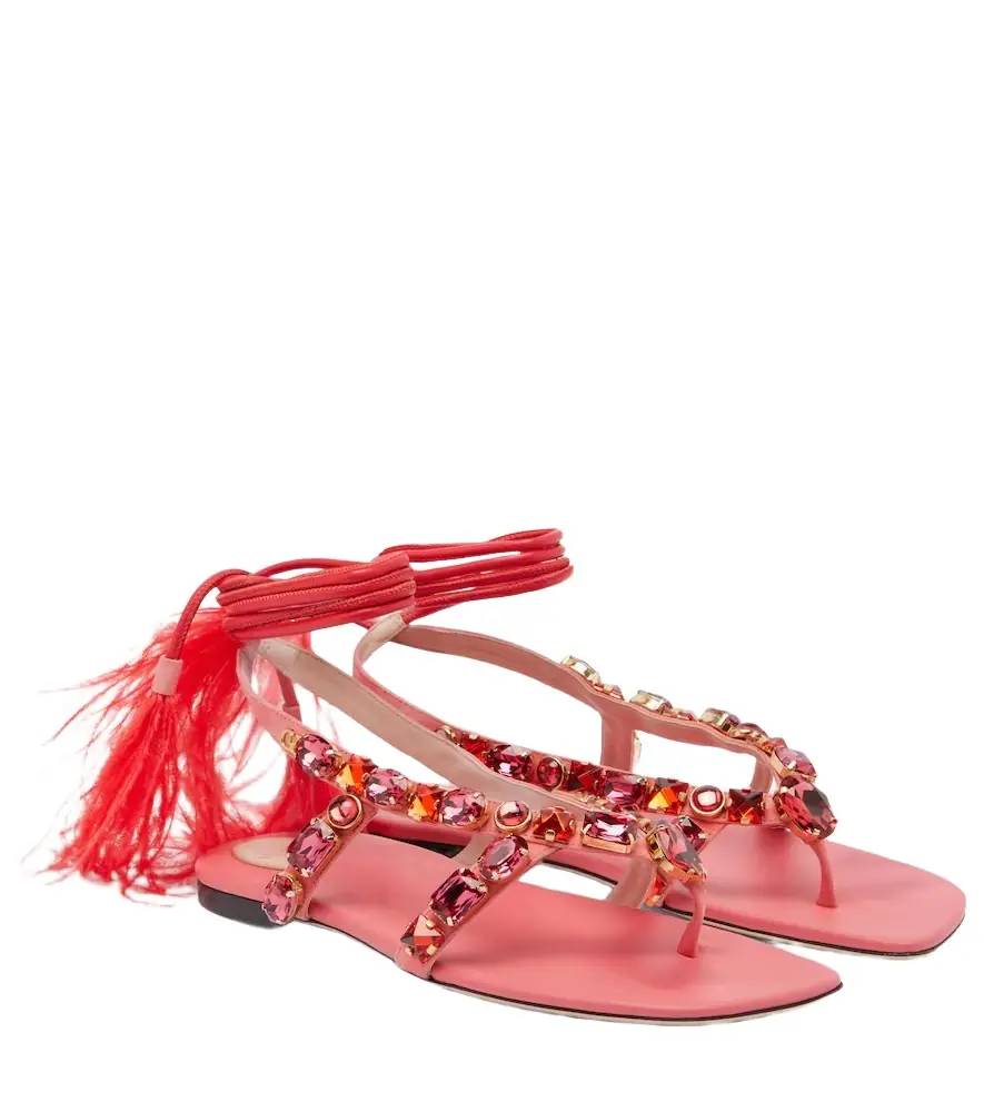 Valentino Garavani Embellished suede thong sandals