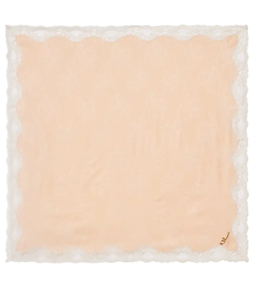Chloe Chloé Embellished lace-trimmed silk jacquard scarf