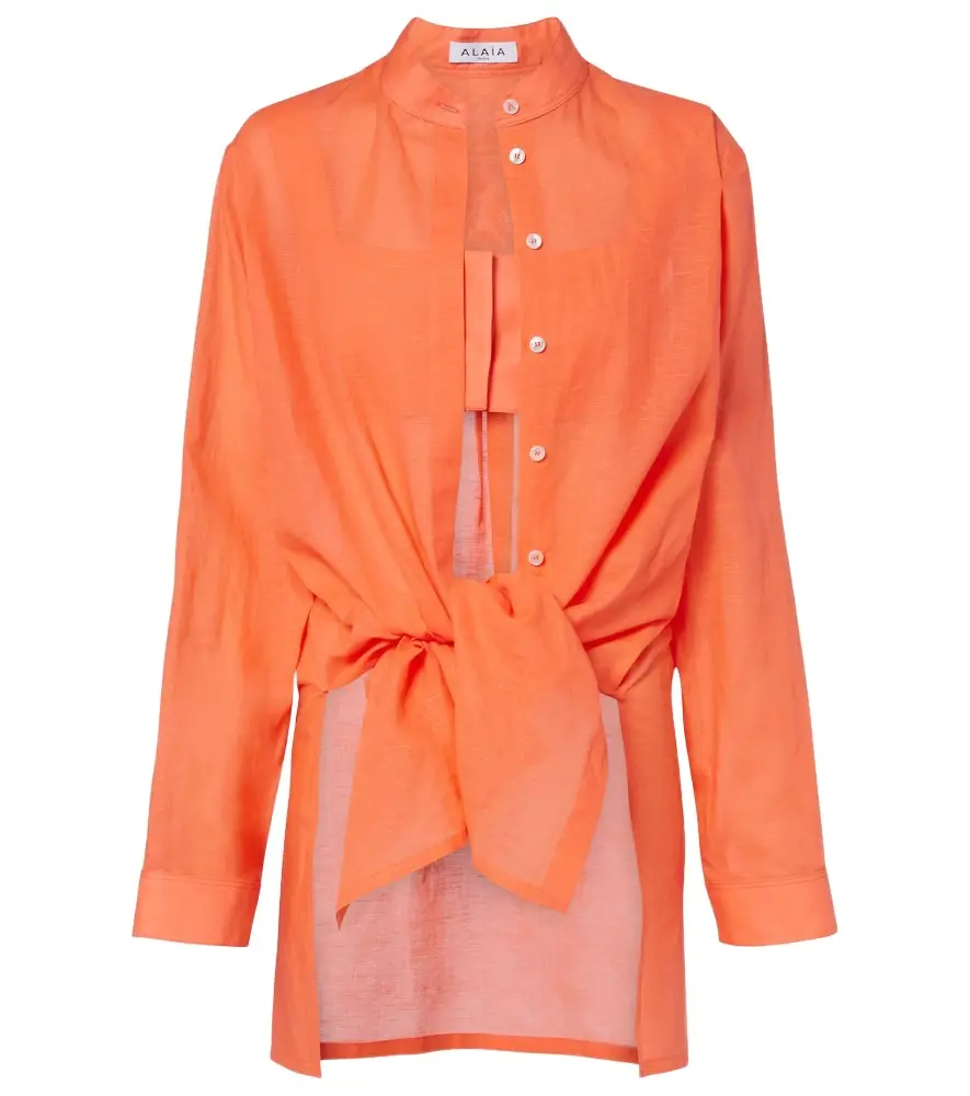 Alaia Alaïa Layered cotton and linen shirt