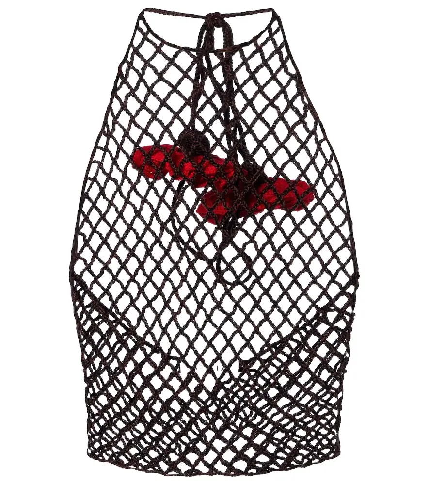 Alaia Alaïa Open-knit halterneck cotton top
