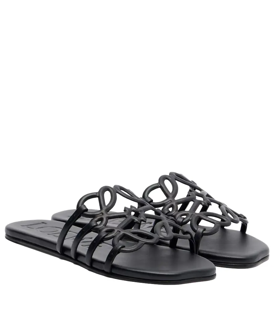 Loewe Paula's Ibiza Petal Anagram leather slides