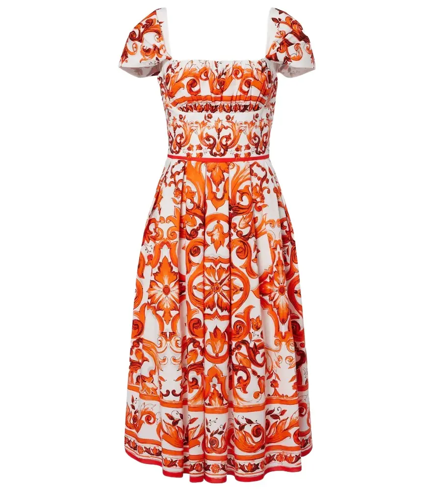 Dolce & Gabbana Majolica printed cotton poplin midi dress