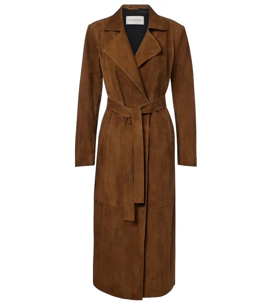 Nour Hammour Winona belted suede wrap coat