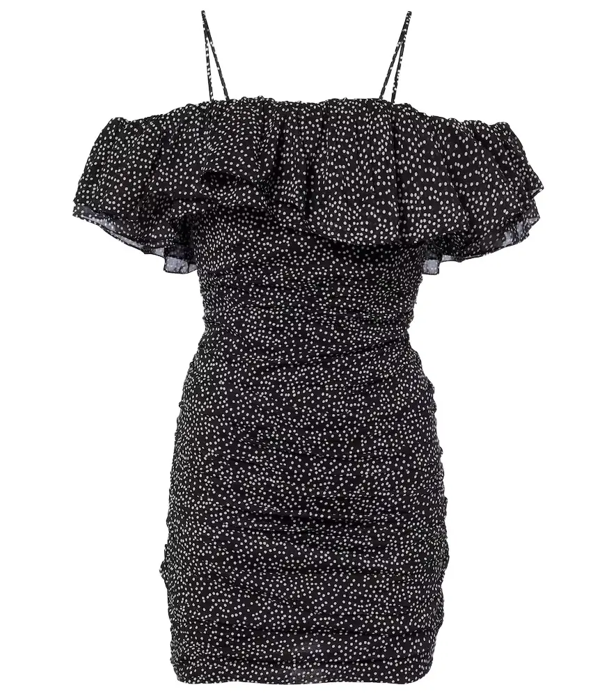 Marant Etoile Davilia draped polka-dot cotton minidress