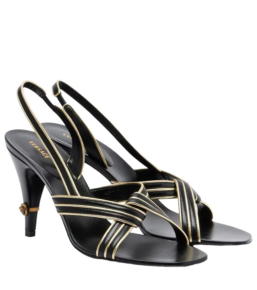 Versace Gianni leather slingback sandals - Women's Shoes