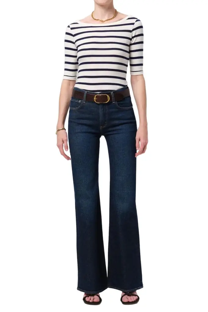 Citizens of Humanity Three Quarter Sleeve Boat Neck Slim Tee