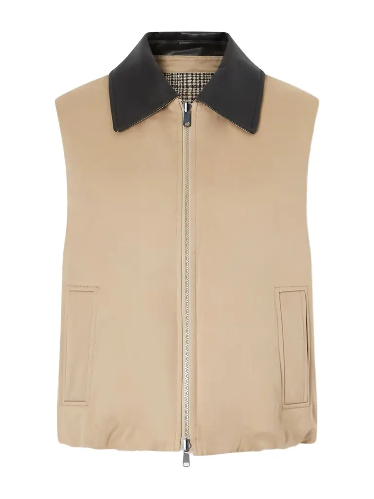 Brunello Cucinelli Reversible Checked Padded Cotton And Linen Gilet