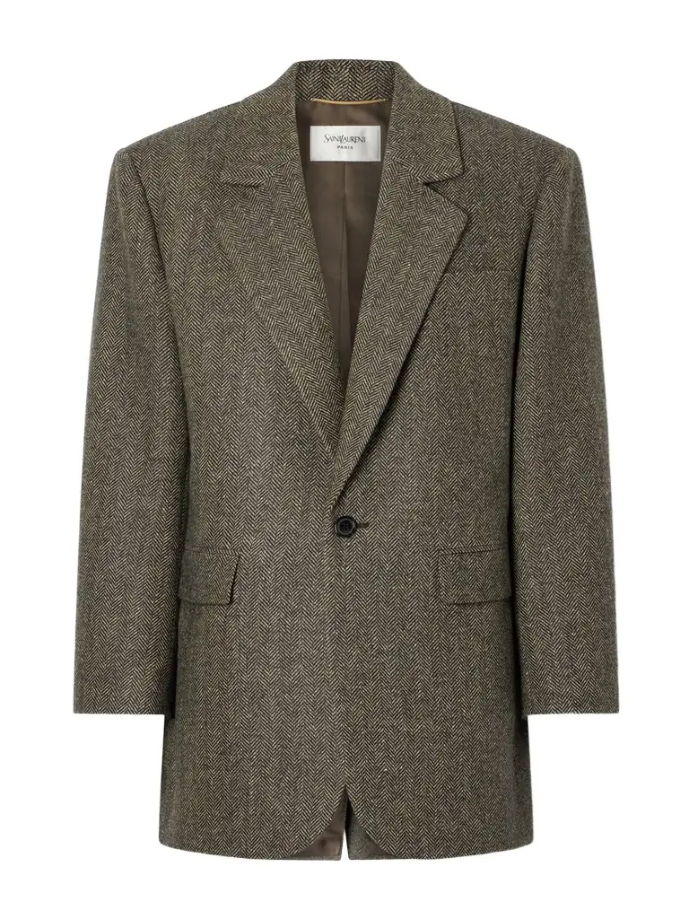 Saint Laurent Herringbone Wool And Silk-blend Blazer