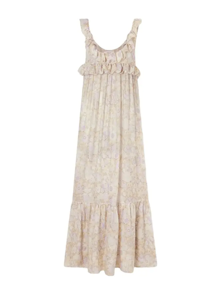 Chloé Ruffled Tiered Floral-print Silk-charmeuse Maxi Dress