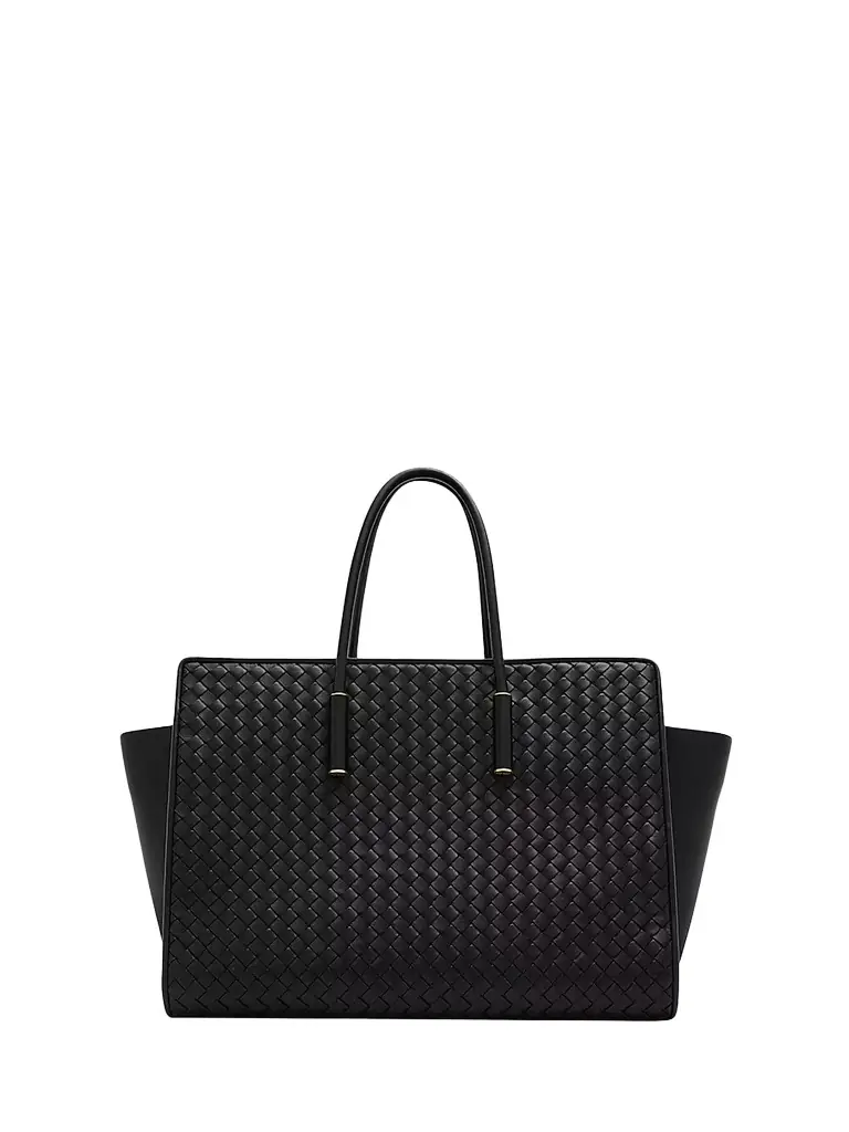 Bottega Veneta Women's Barbara Intrecciato Structured Leather Tote Bag - Black Brass Vibrato