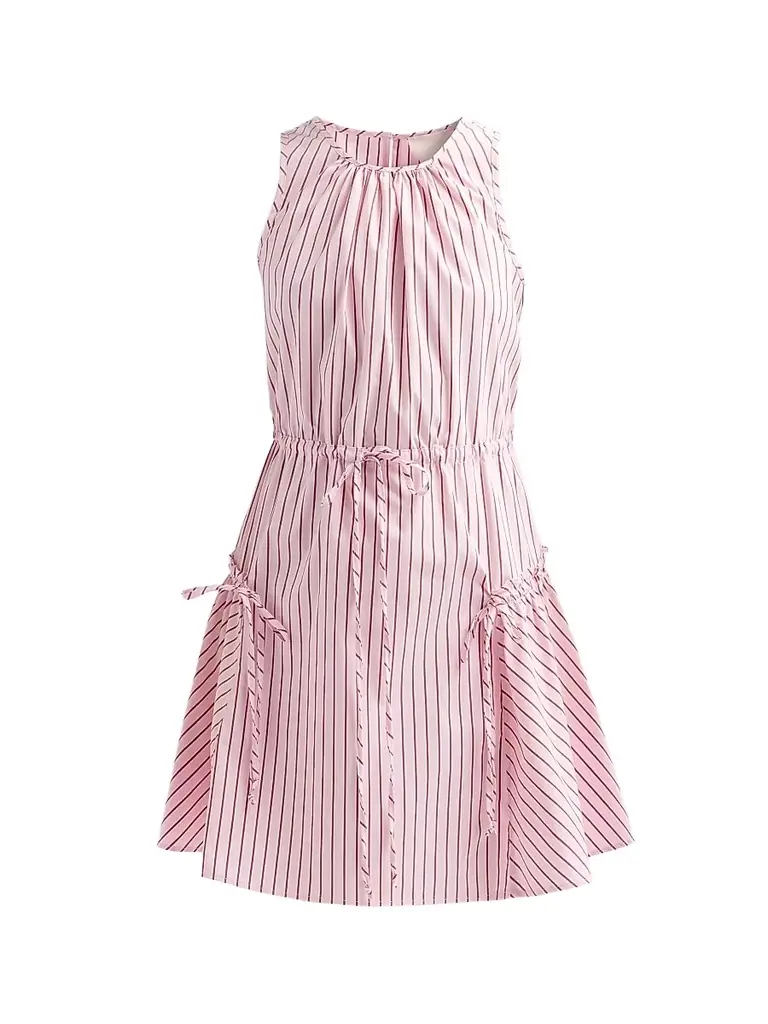 Cinq à Sept Women's Laylani Stripe Drawstring Minidress - Cotton Candy Crimson Plum