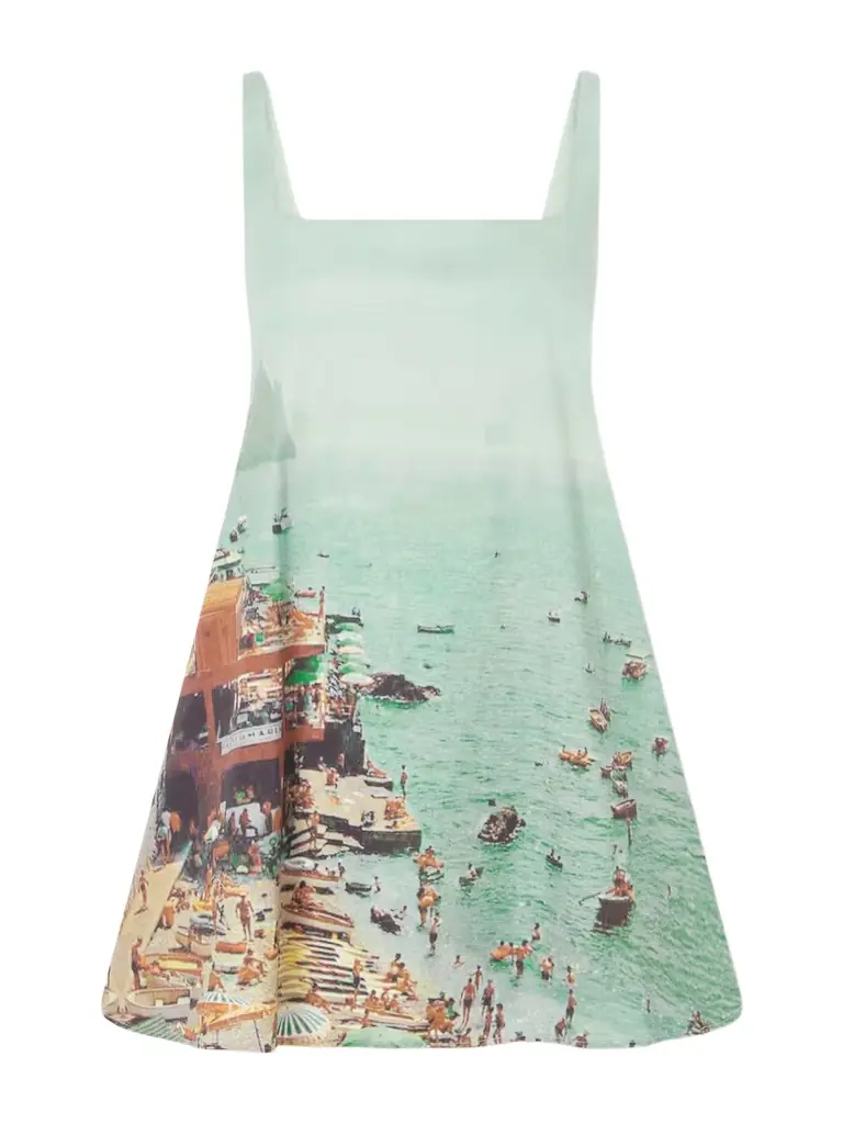 Staud Brio Printed Cotton-blend Poplin Mini Dress