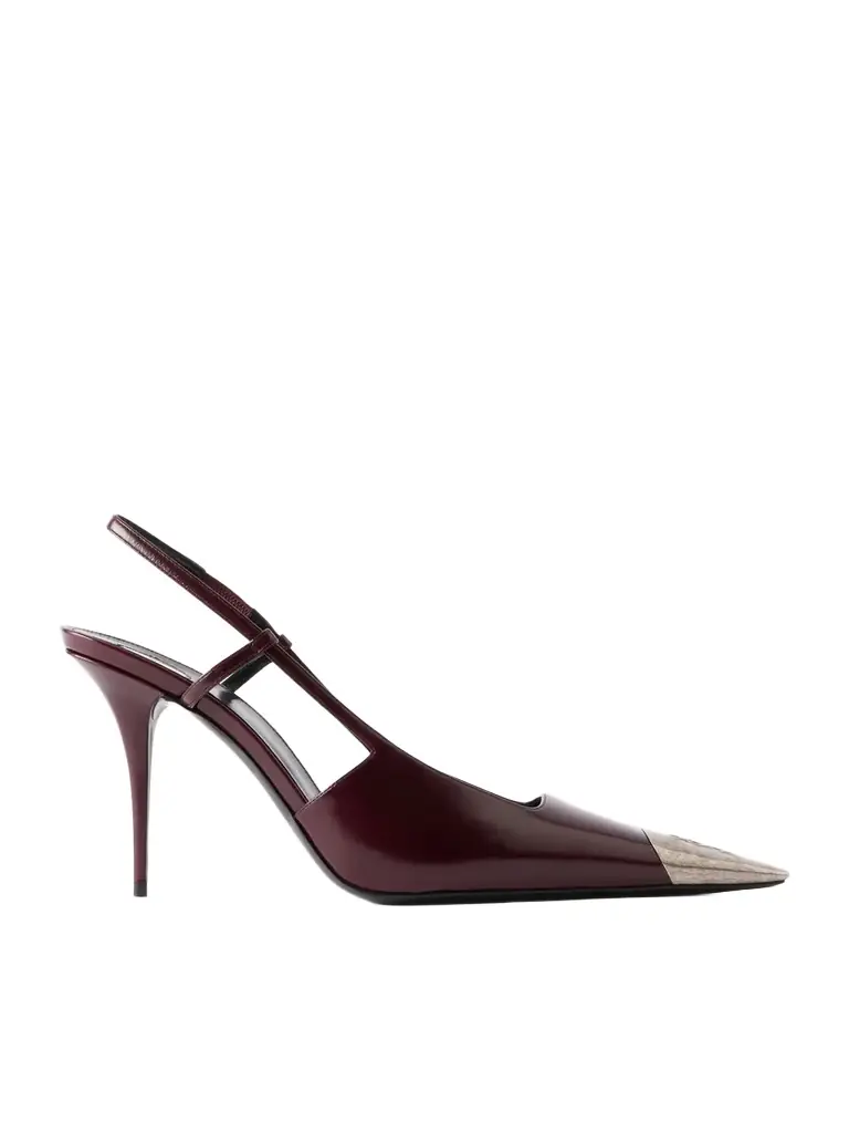 Saint Laurent Jeanne Cassandre-embossed Leather Slingback Pumps