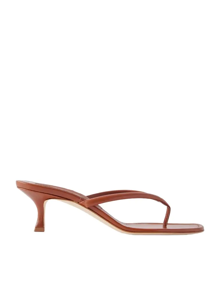 Manolo Blahnik Paterno 50 Leather Thong Sandals