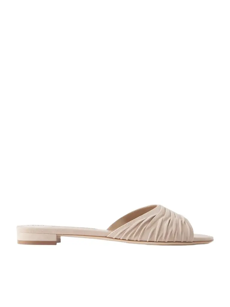 Manolo Blahnik Pirua 10 Pleated Suede Sandals