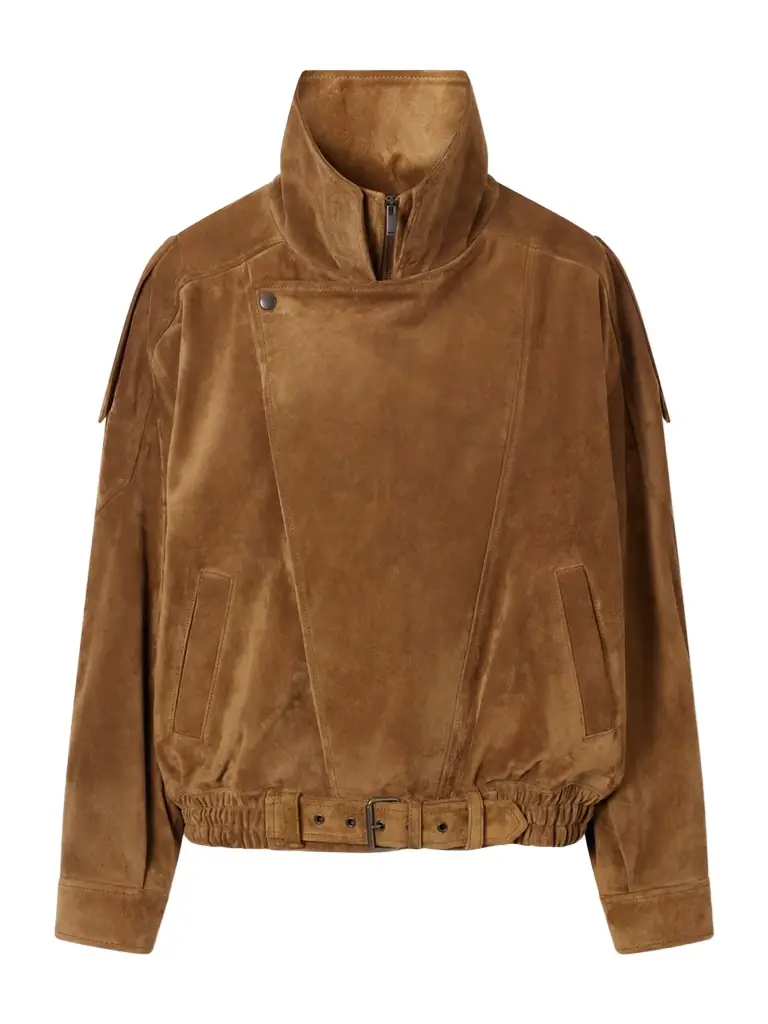 Saint Laurent Paneled Suede Bomber Jacket