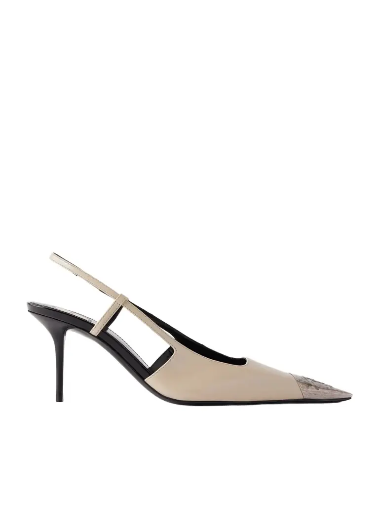 Saint Laurent Jeanne Cassandre-embossed Leather Slingback Pumps
