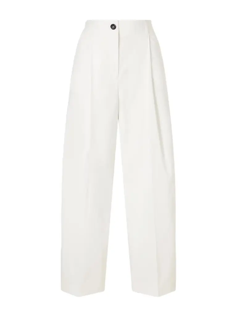 TOTEME Pleated Cotton Wide-leg Trousers