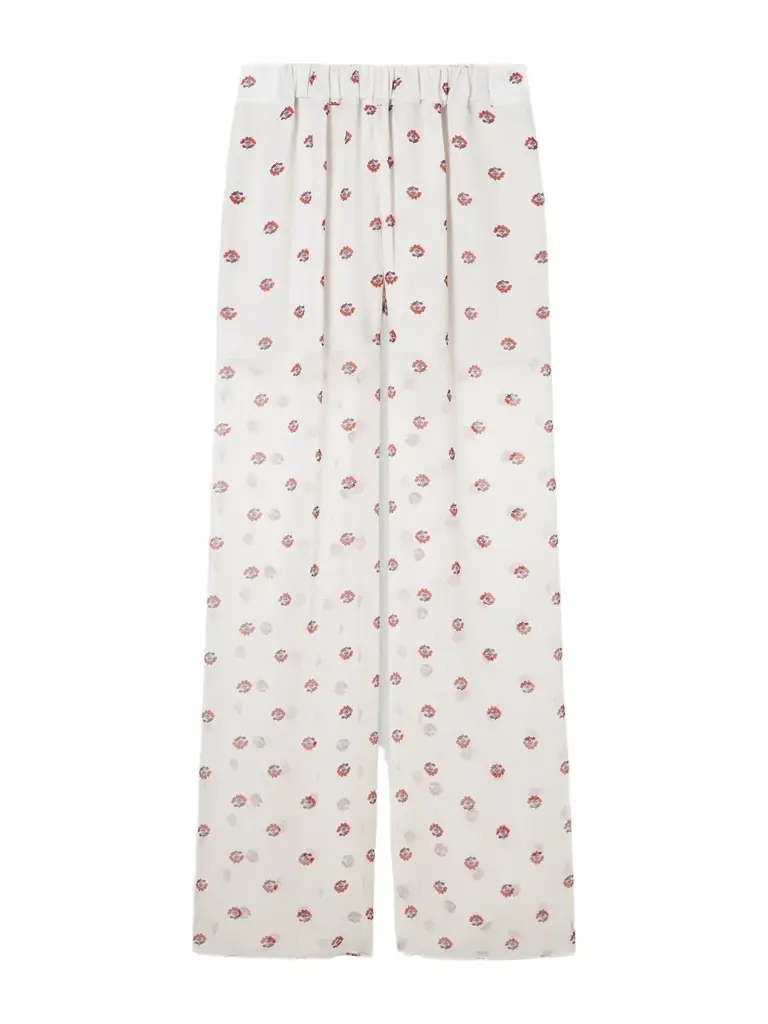 LIBEROWE Palazzo Floral-print Wide-leg Silk Pants