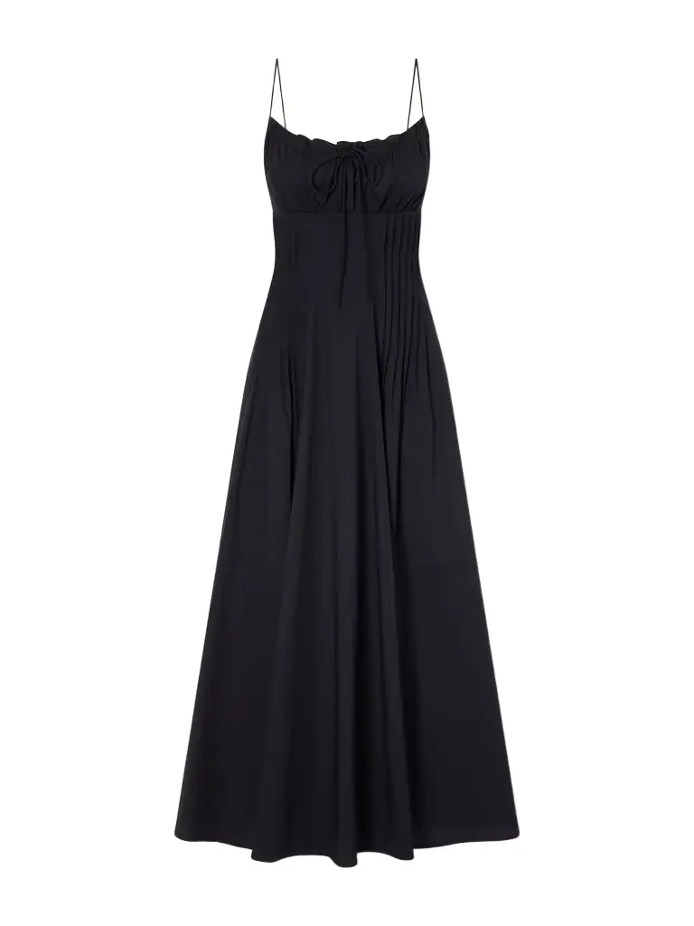 Staud Margi Ruffled Pleated Cotton-blend Poplin Midi Dress
