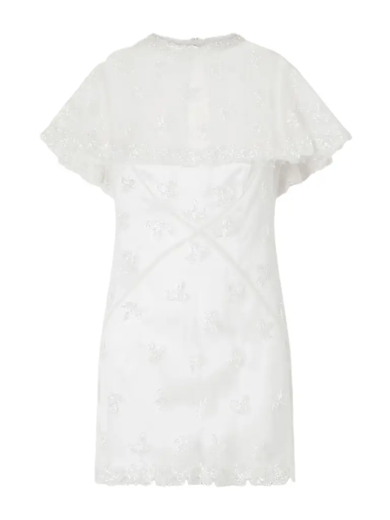 Clio Peppiatt Freya Cape-effect Embellished Tulle Mini Dress