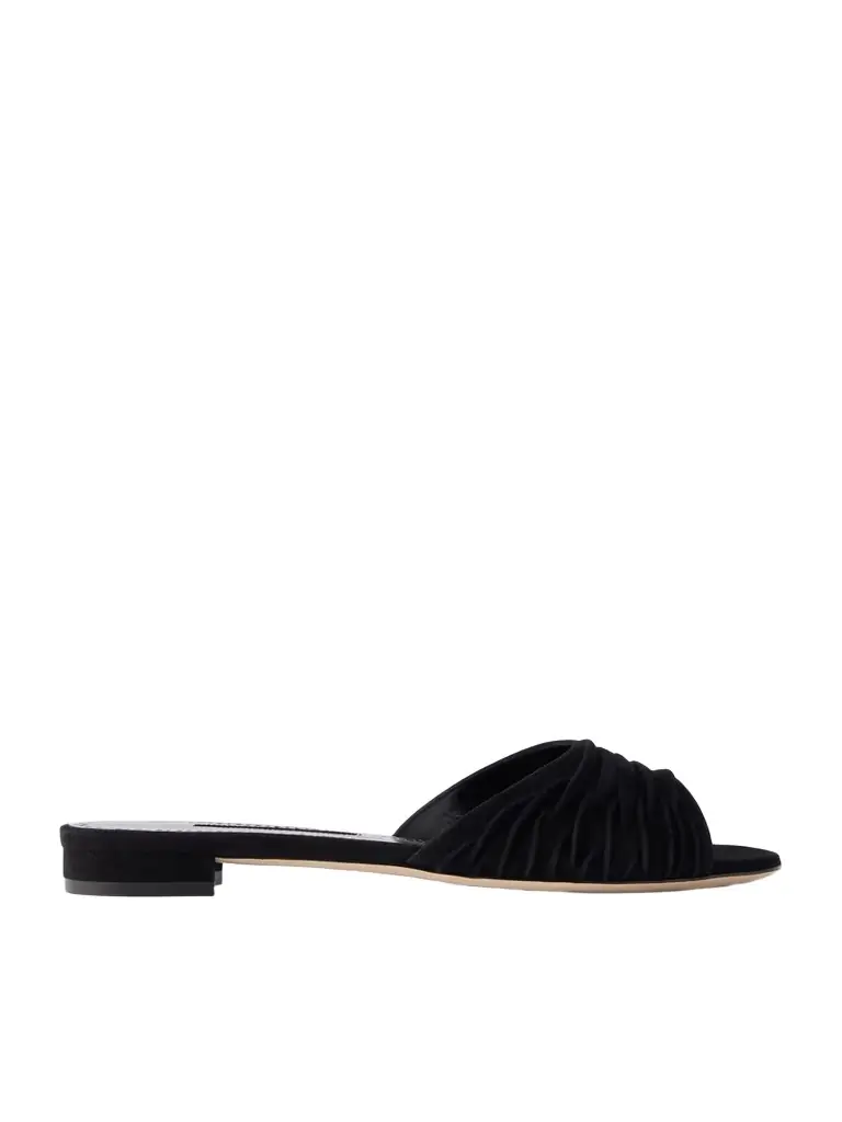 Manolo Blahnik Pirua 10 Pleated Suede Sandals