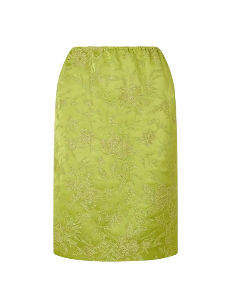 Saint Laurent Floral-brocade Midi Skirt